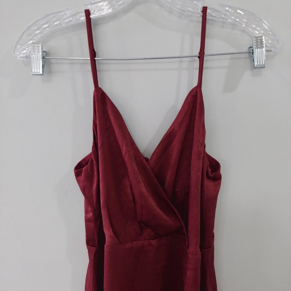 Lulus Formal Maxi Dress Small Red V-neck adjustable straps slit on front - Picture 2 of 14